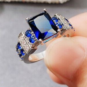 New 925 Sterling silver diamond Blue stone Ring